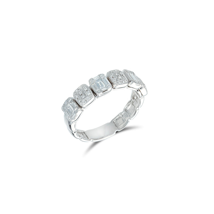 Anillo Fortaleza de Diamantes en Oro Blanco 18K