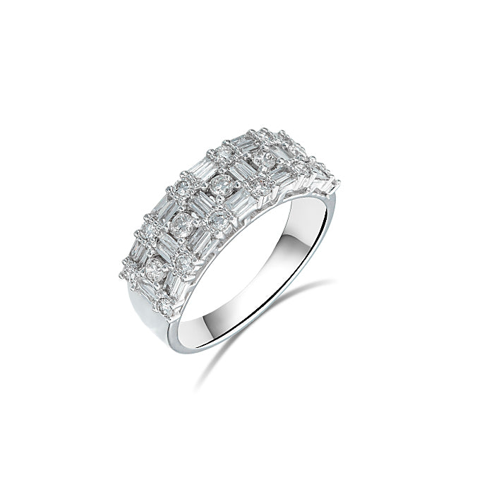 Anillo Imperial con Diamantes en Oro Blanco 18K