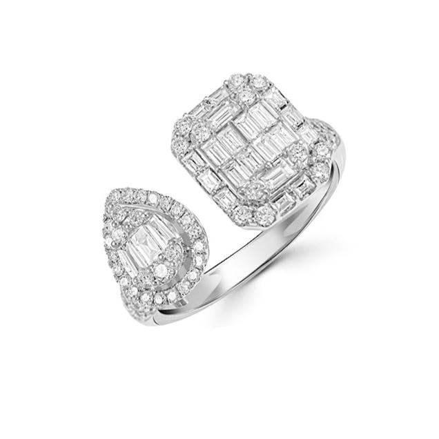 Anillo LUXOR con Diamantes Baguettes Oro Blanco 18K joyeria Sai