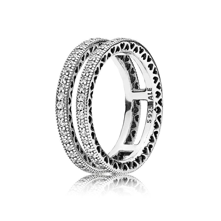 Anillo Pandora Doble Corazones Talla 54