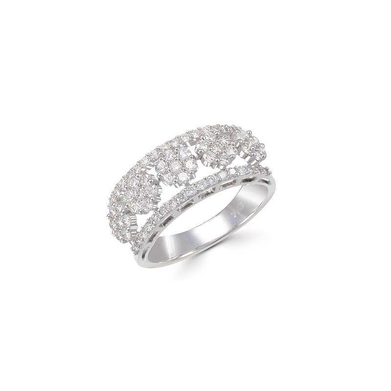Anillo TIARA de Diamantes en Oro Blanco 18K