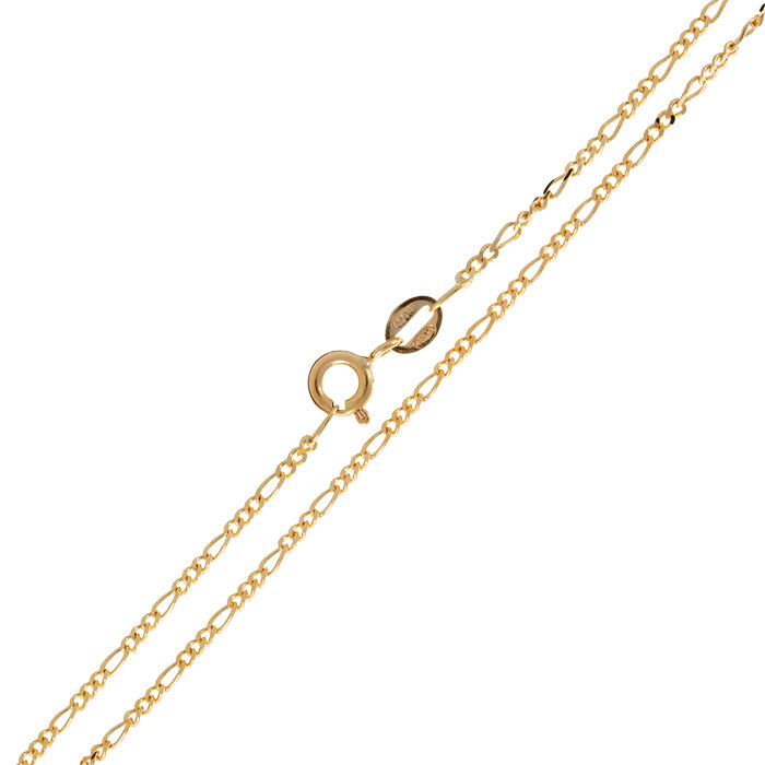 Cadena Figaro Fina en Oro Amarillo 18K – 40 cm