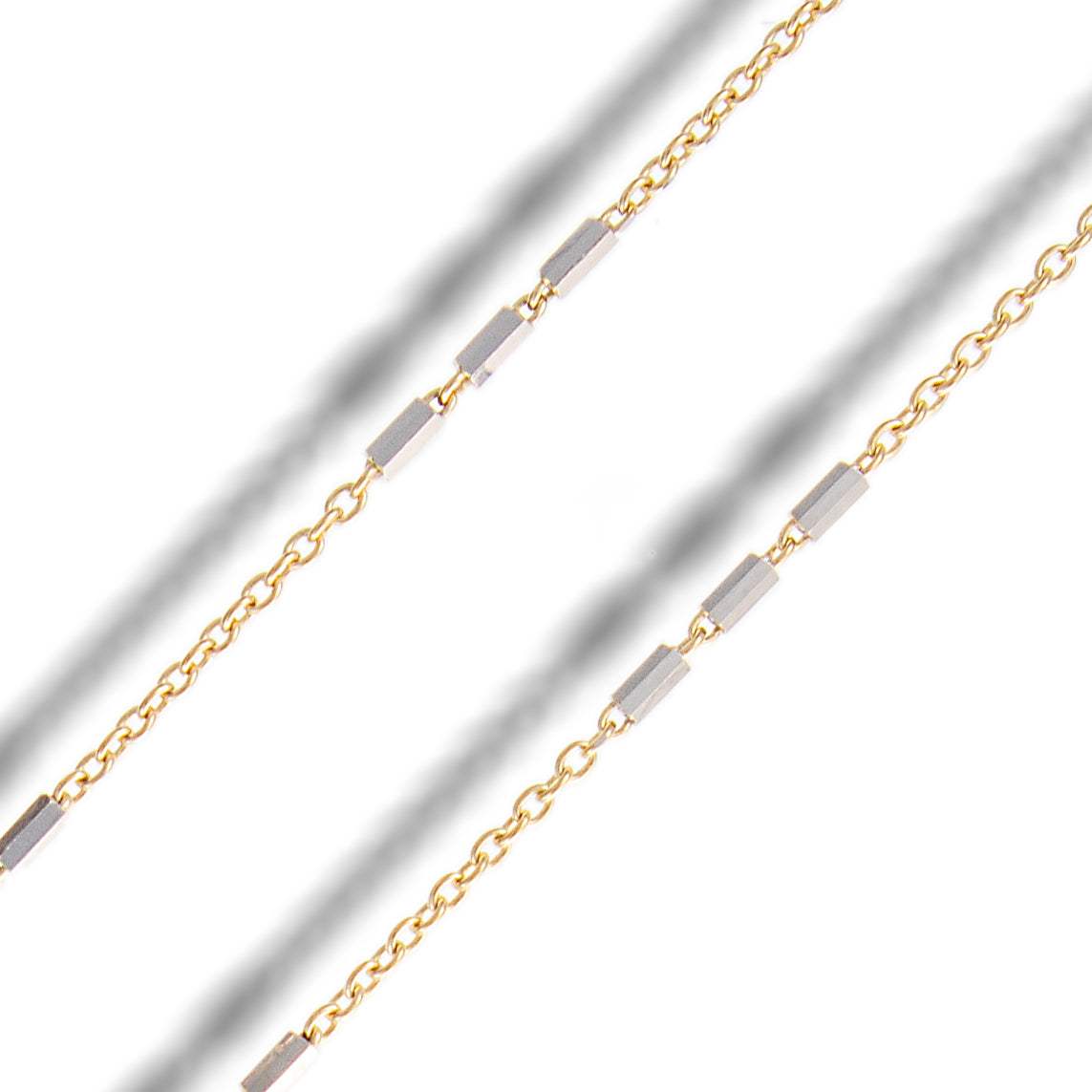 Cadena fina Bicolor VOLGA 3 Barra 50cms Oro 18K