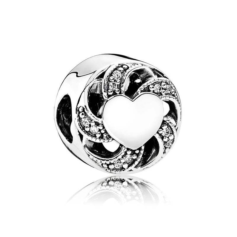 Charm Corazón Enlazado de Pandora Plata y Circon