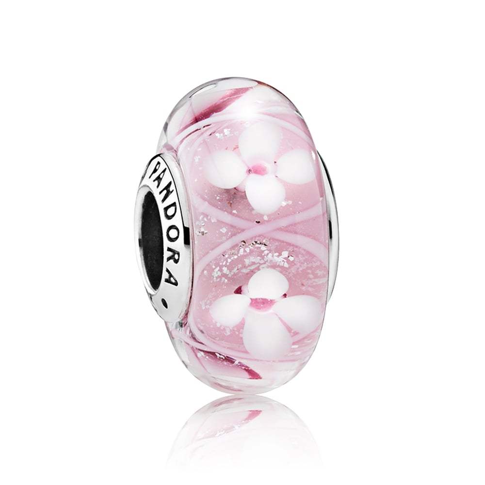 PANDORA Charm Murano Glass Field of Pink Flowers 791665 Sai Jewelry Joyeria Sai