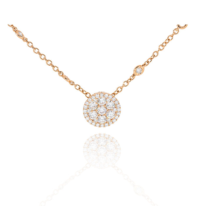 Colgante Cluster Diamantes Oro Rosa 18k con Halo