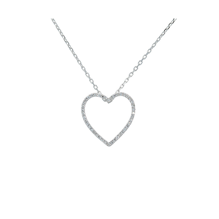 Colgante Corazón Abierto Oro Blanco 18K Diamantes