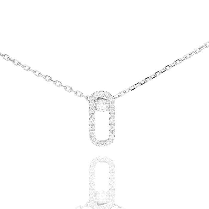 Colgante Elegante en Oro Blanco 18k con Diamantes