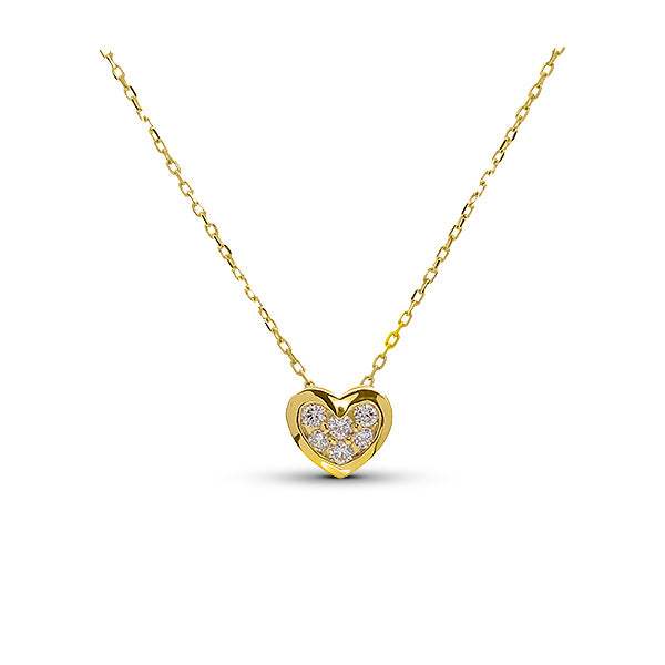 Collar corazón de diamantes oro amarillo 18K