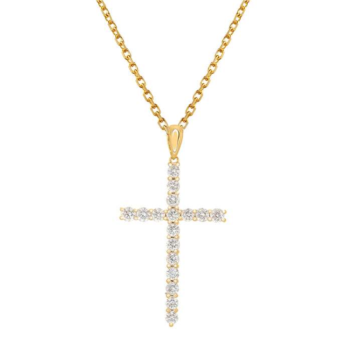 Cruz Clásica de Diamantes en Oro Amarillo 18k