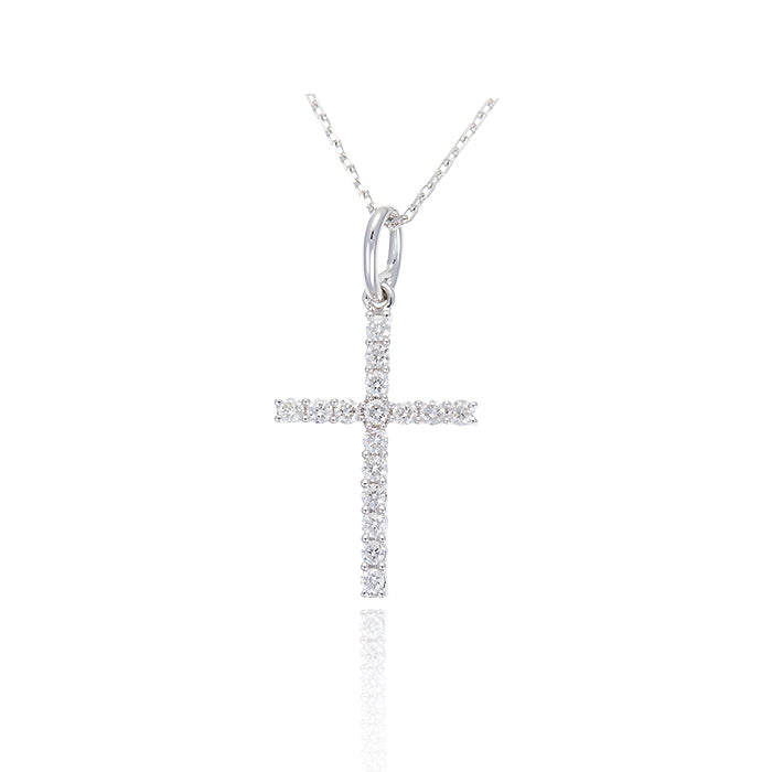 Cruz Radiante cruz de diamantes en oro blanco