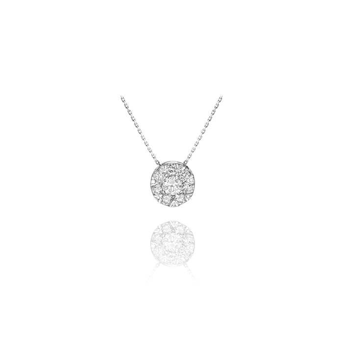 Mini Colgante Racimo de Diamantes Oro Blanco 18K