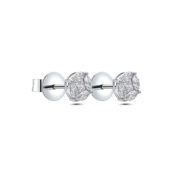 Pendientes Anora Pequeño Diamantes Oro Blanco 18K side view