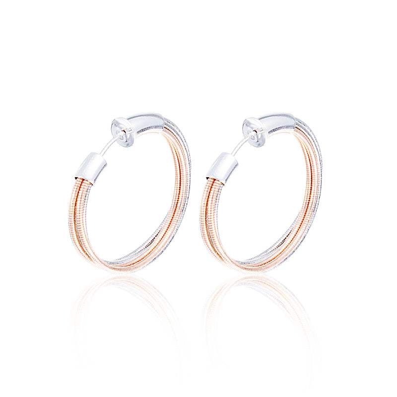 Pendientes Aro Trenzado DNA Rodio Rosa WDNAO221/2