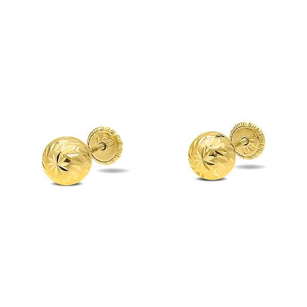 Pendientes De Bola 6mm Diamantada Oro Amarillo 18k