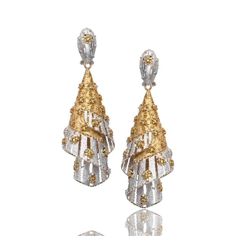 Pendientes De Paoli en Bicolor Oro Con Circonitas