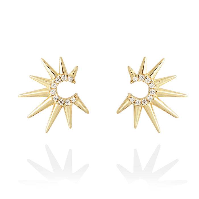 Pendientes LYRA en plata dorada-Marina Garcia