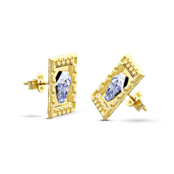 Pendientes Medusa Cuadrado Bicolor Oro 18K versace style