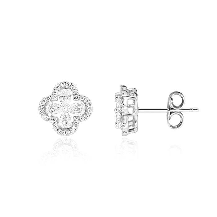 Pendientes Oro Blanco 18K Con Brillantes Pera