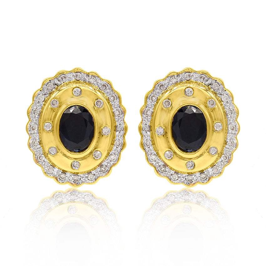 Pendientes Zafiros Naturales y Diamantes Oro 18KPendientes Zafiros Naturales y Diamantes Oro 18K