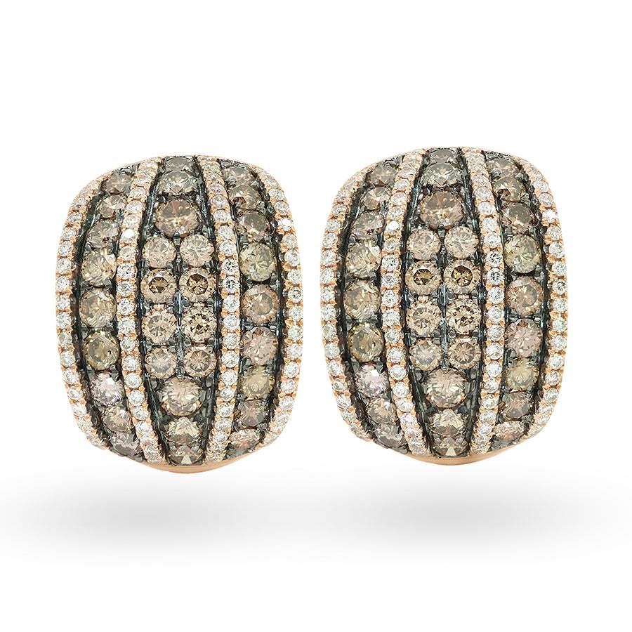 Pendientes en oro rosa 18K con diamantes marrón