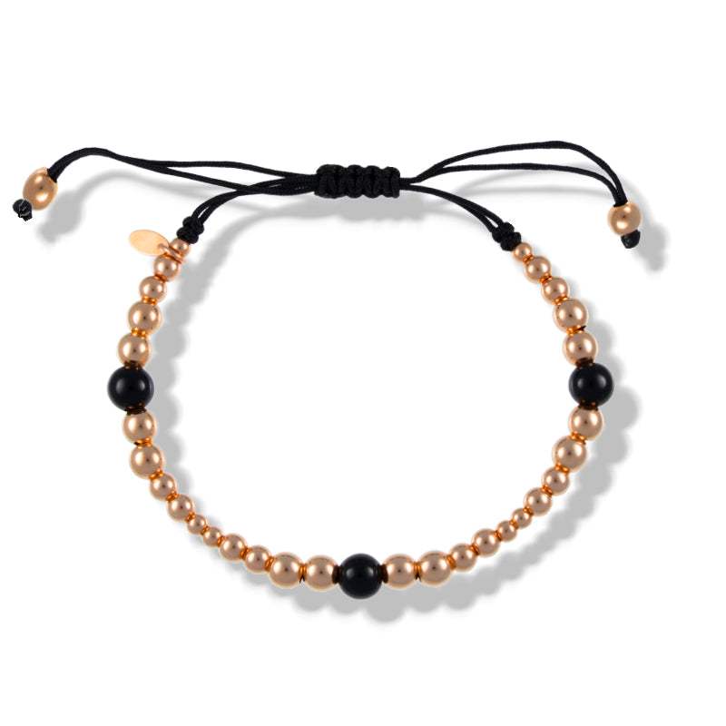 Pulsera Bola Oro Rosa 18K con Ónix Negro para El