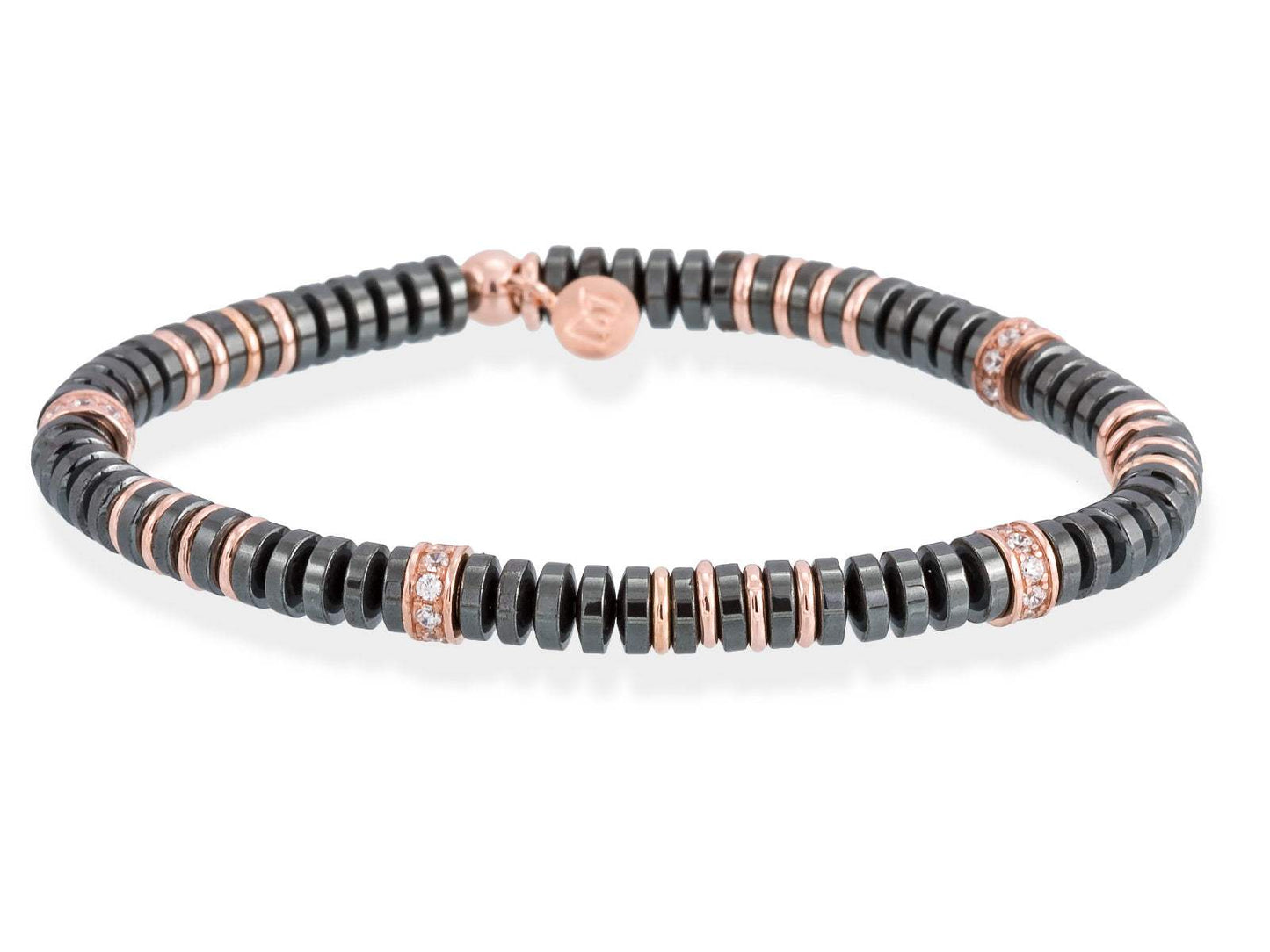 Pulsera MATT Gris en plata rosa marina garcia