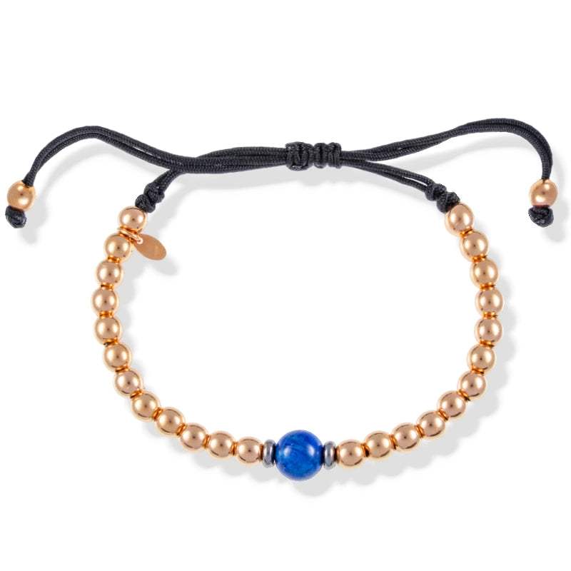 Pulsera Macramé Oro Rosa 18k con Lapislázuli