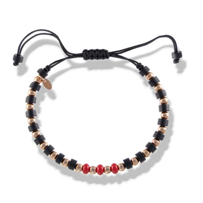 Pulsera Onix y Coral Oro Rosa 18kt