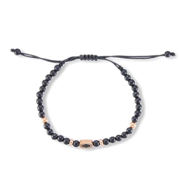 Pulsera Oro 18K con Onix Negro y Macrame