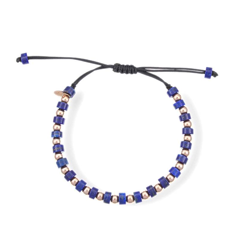 Pulsera Oro Rosa 18k y Lapislázuli Natural