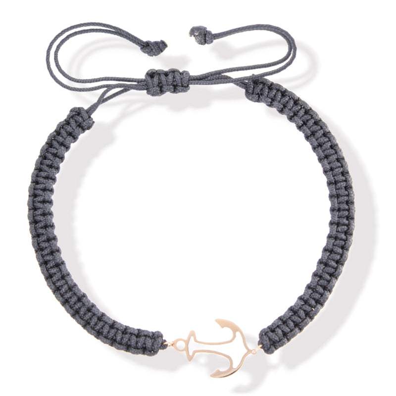 Pulsera Puerto Banus Con Ancla en Oro Rosa 18k