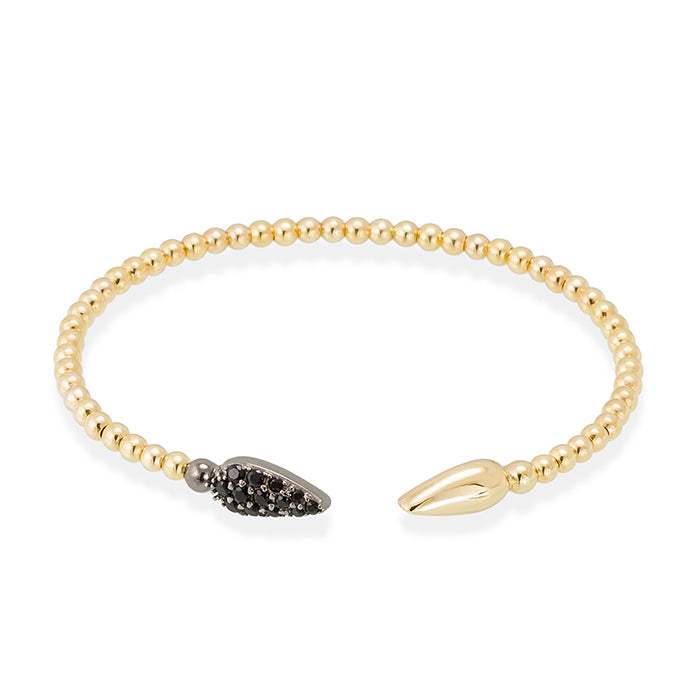 Pulsera TRUCO negro en plata dorada-Marina Garcia