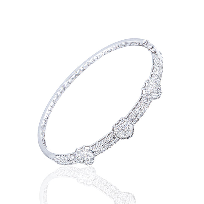 Pulsera de Corazones Oro Blanco 18K con Diamantes