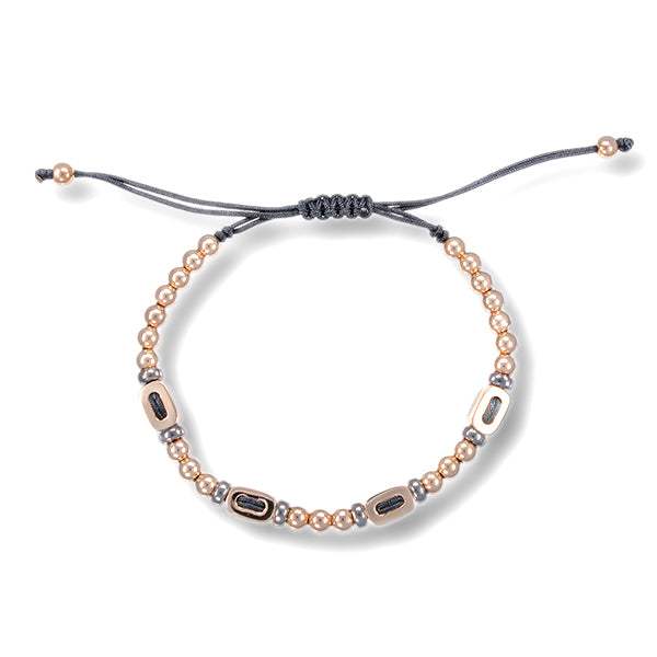 Pulsera de Oro Rosa 18K con Macramé Negro