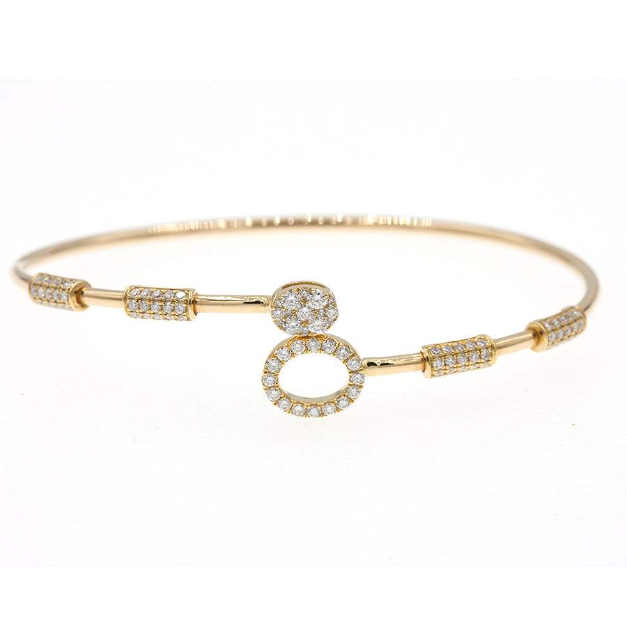 Pulsera en oro amarillo con motivo oval diamantes opened