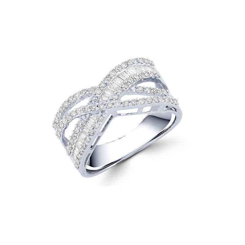 Sortija Cruzado Diamantes Oro Blanco 18k