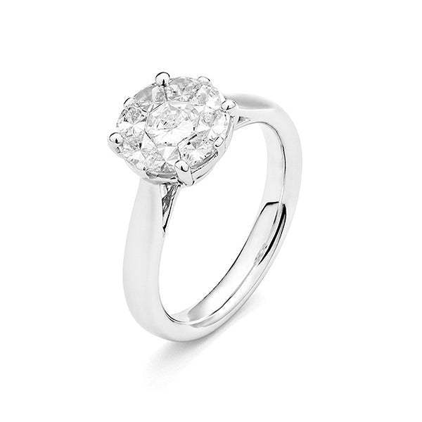Sortija Oro Blanco18k Diamantes Illusion Solitaire