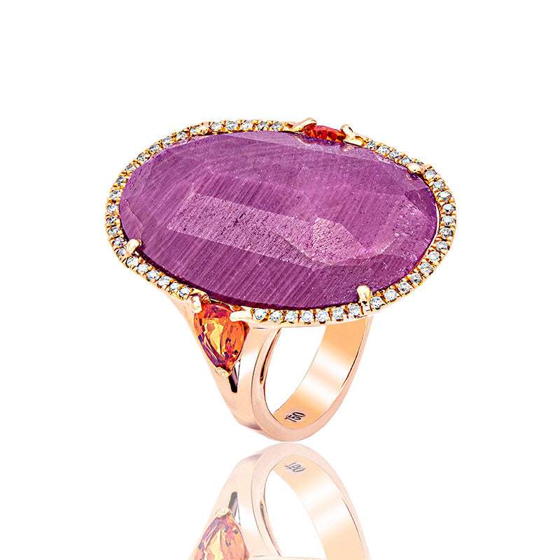 Sortija Victoriano Con Ruby Y Diamantes Oro Rosa