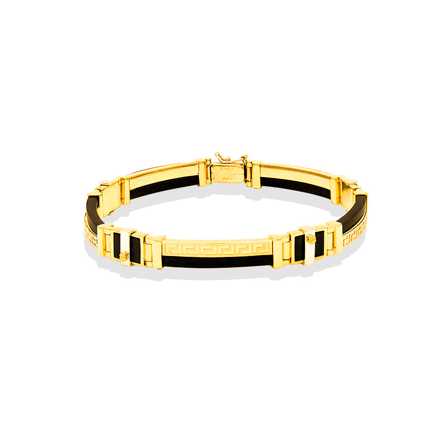 Pulsera Caballero Motivo Greca Oro Amarillo 18K