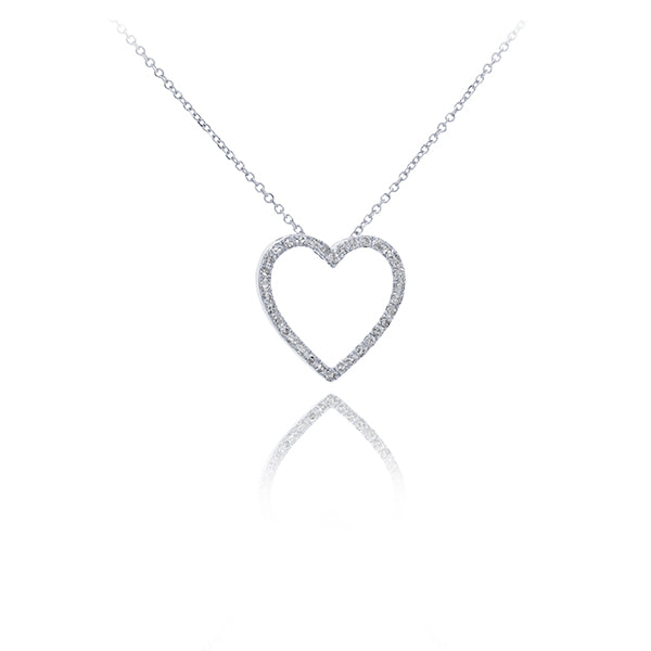 Colgante Corazón Mini Diamantes Oro Blanco 18k
