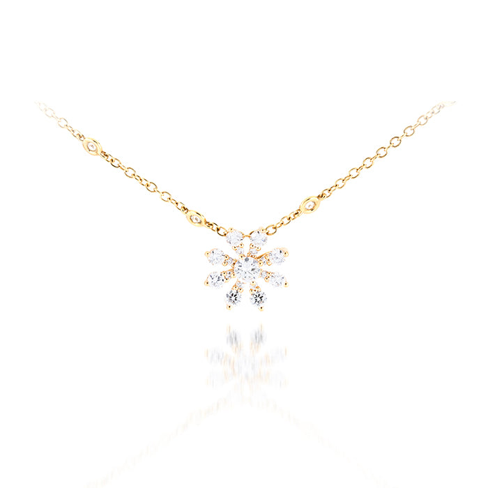 Colgante Copo de Nieve-Oro Amarillo 18k- Diamantes