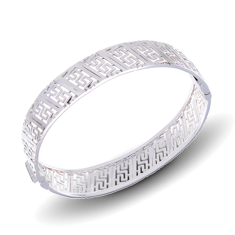 Pulsera GRECA Rigida Oro Blanco 18K