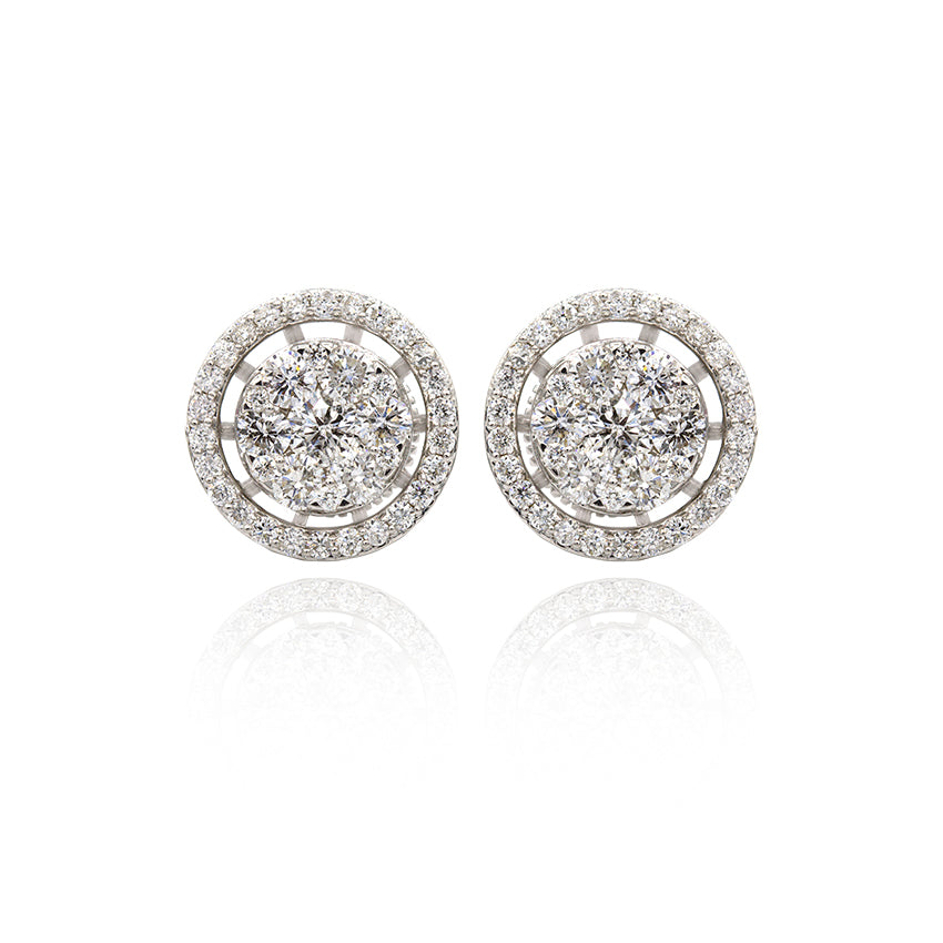 Starlite Earrings with White Gold Diamond Border