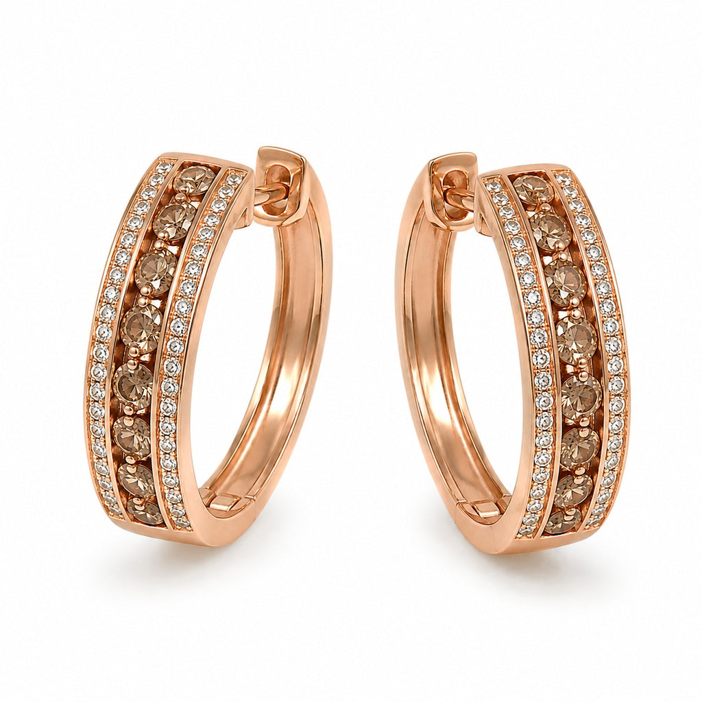 PENDIENTES EN ORO ROSA 18KT CON DIAMANTES