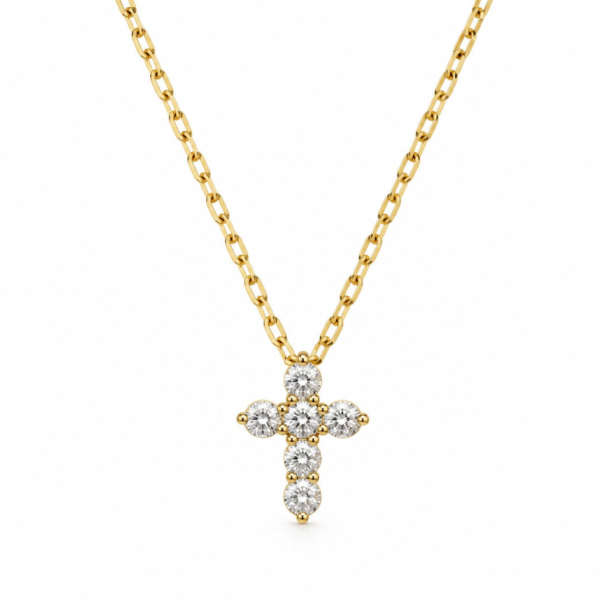 COLGANTE CRUZ ORO AMARILLO CON DIAMANTES