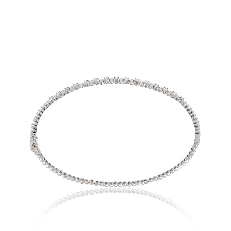 Pulsera Media Caña con Diamantes Oro Blanco 18K