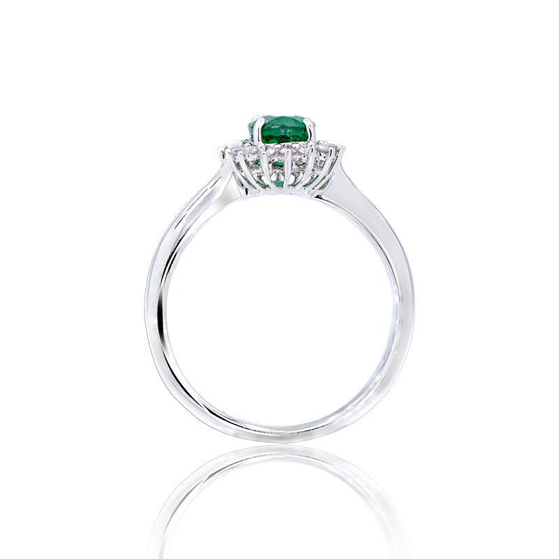 Anillo Clásico de Zafiros y Diamantes- Oro Blanco