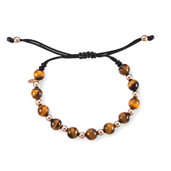 Tiger Eye Macramé Bracelet with 18k Gold |