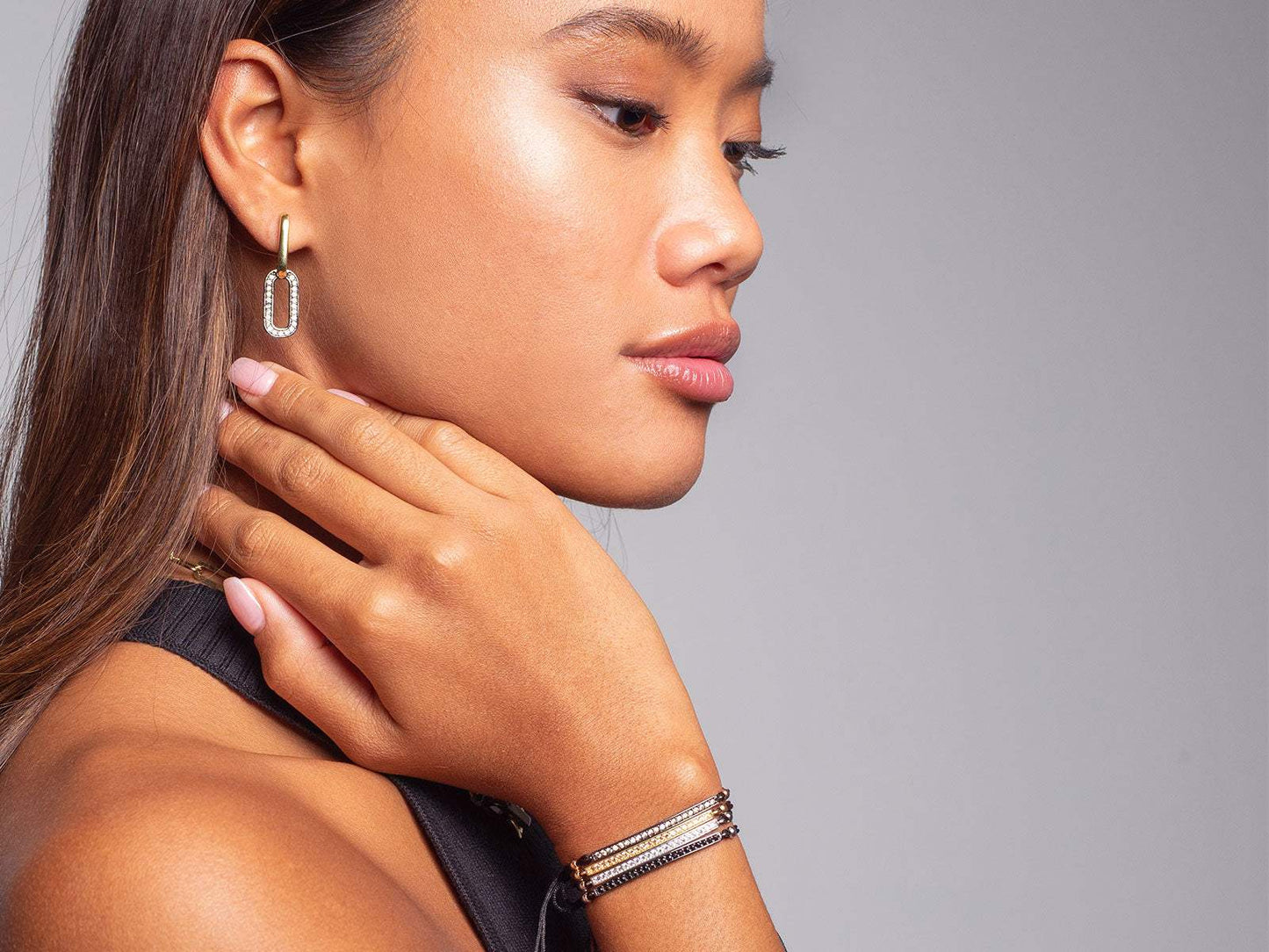 Pulsera SUITE coñac en plata rosa